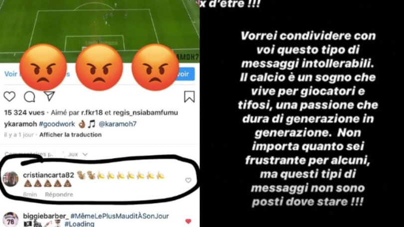 Karamoh, banane e scimmie sui social. Lui sbotta: "Messaggio intollerabile"
