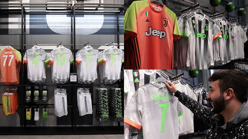 Juve, il kit fluo in vendita negli store