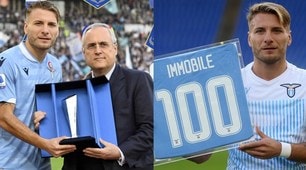 Lazio-Lecce, Immobile premiato per i 100 gol in biancoceleste