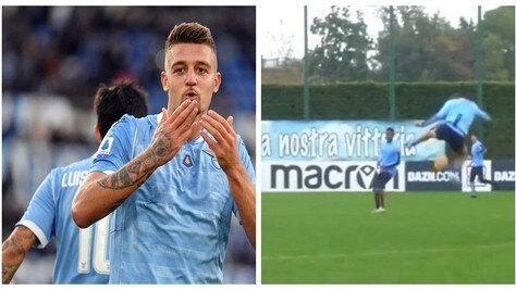 Milinkovic, gol di tacco in allenamento. E Correa lo esalta sui social