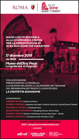 Ore 9.45, all'Ara Pacis presentazione Acea Run Rome The Marathon
