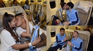 Lazio, festa in aereo con le wags