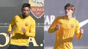Roma, Bruno Peres in campo a Trigoria. Zaniolo in gruppo