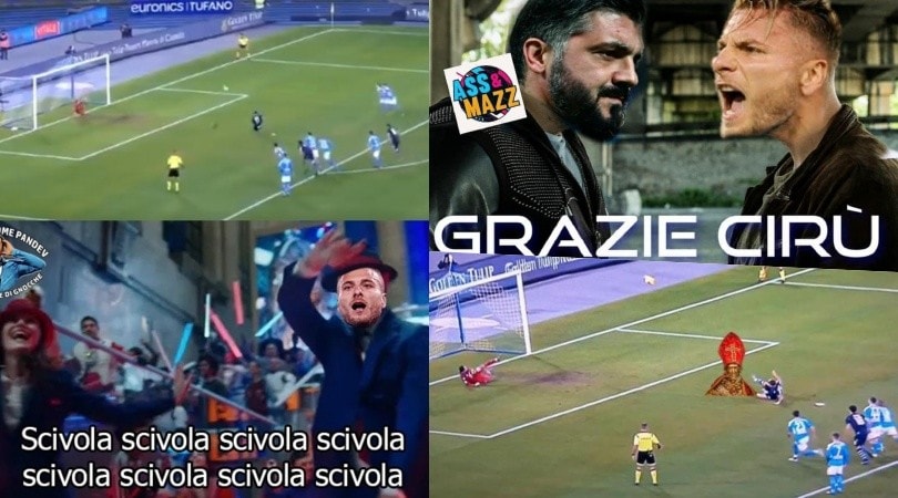 Immobile scivola contro il Napoli e scatena le ironie sui social