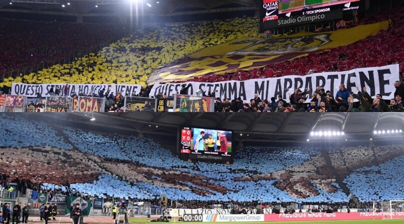 Roma-Lazio, lo show delle coreografie del derby