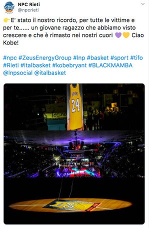 Kobe Bryant, che emozioni a Rieti per la sua maglia n.24