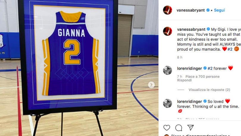 Bryant, per Gianna ritirata la maglia n.2. Mamma Vanessa: "Orgogliosa di te"