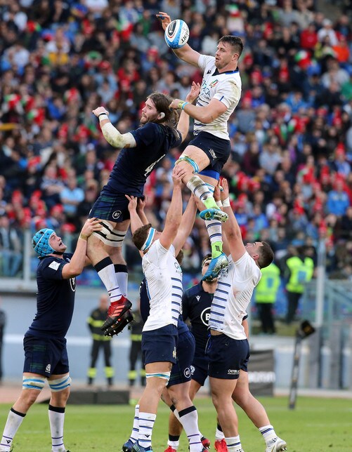 <p>Allo Stadio Olimpico gli scozzesi si sono imposti con un 17-0 sulla nazionale azzurra: le immagini della sfida</p>
