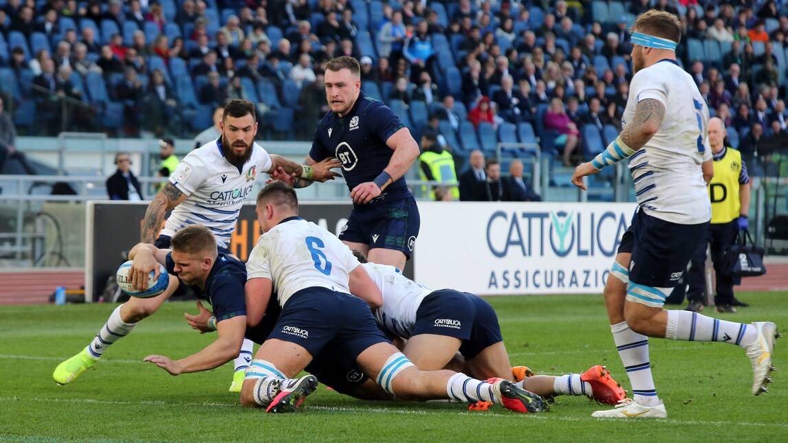 <p>Allo Stadio Olimpico gli scozzesi si sono imposti con un 17-0 sulla nazionale azzurra: le immagini della sfida</p>