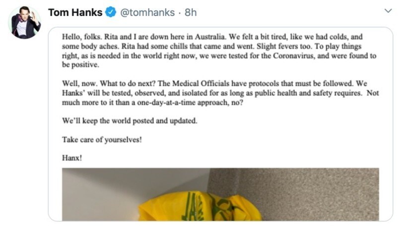 Coronavirus: Tom Hanks e la moglie Rita Wilson positivi