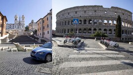 Dalla Scalinata di Trinità dei Monti al Colosseo, Roma ancora deserta
