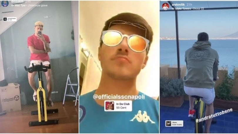 Milik, Elmas e Malcuit: in casa Napoli ci si tiene in forma con la cyclette