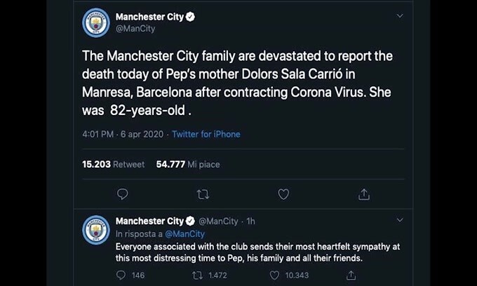 Coronavirus, muore la madre di Pep Guardiola