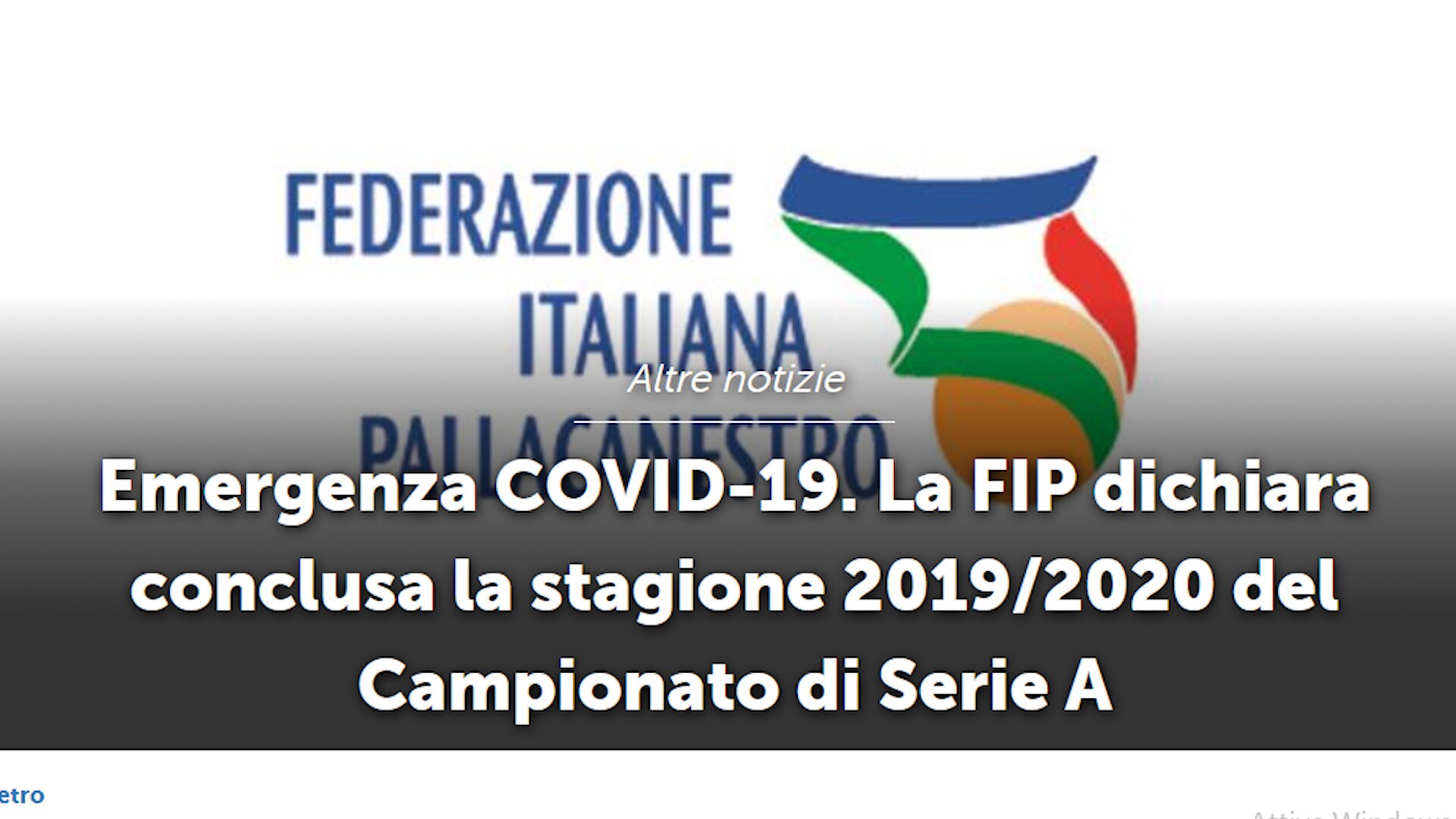 Basket: la Fip dichiara conclusi campionati di Serie A e A2