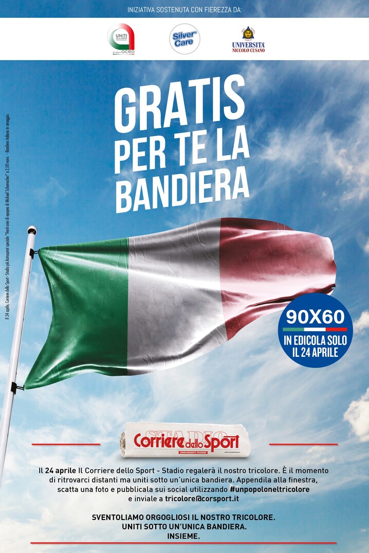 La bandiera in regalo con il Corriere dello Sport-Stadio