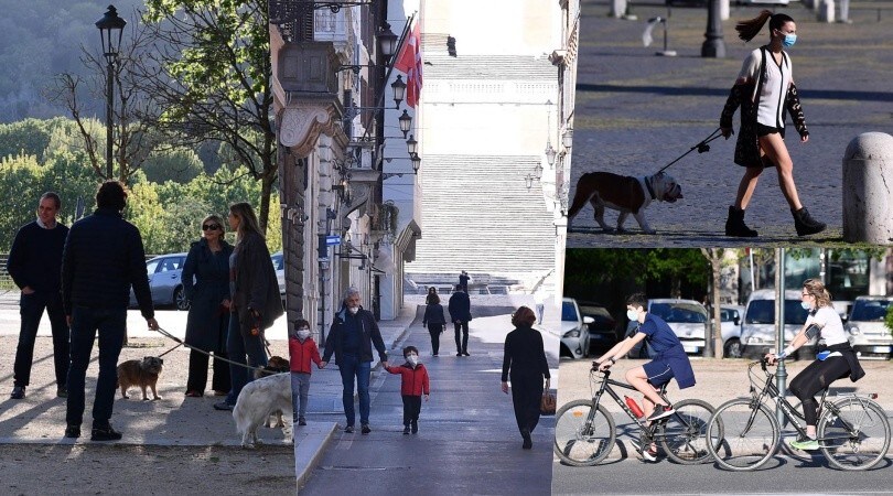 Coronavirus, a Roma bici e passeggiate: tante persone in strada