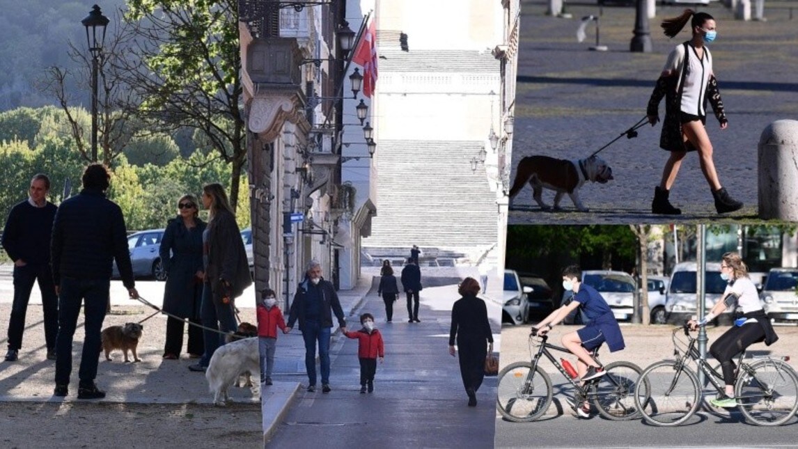Coronavirus, a Roma bici e passeggiate: tante persone in strada