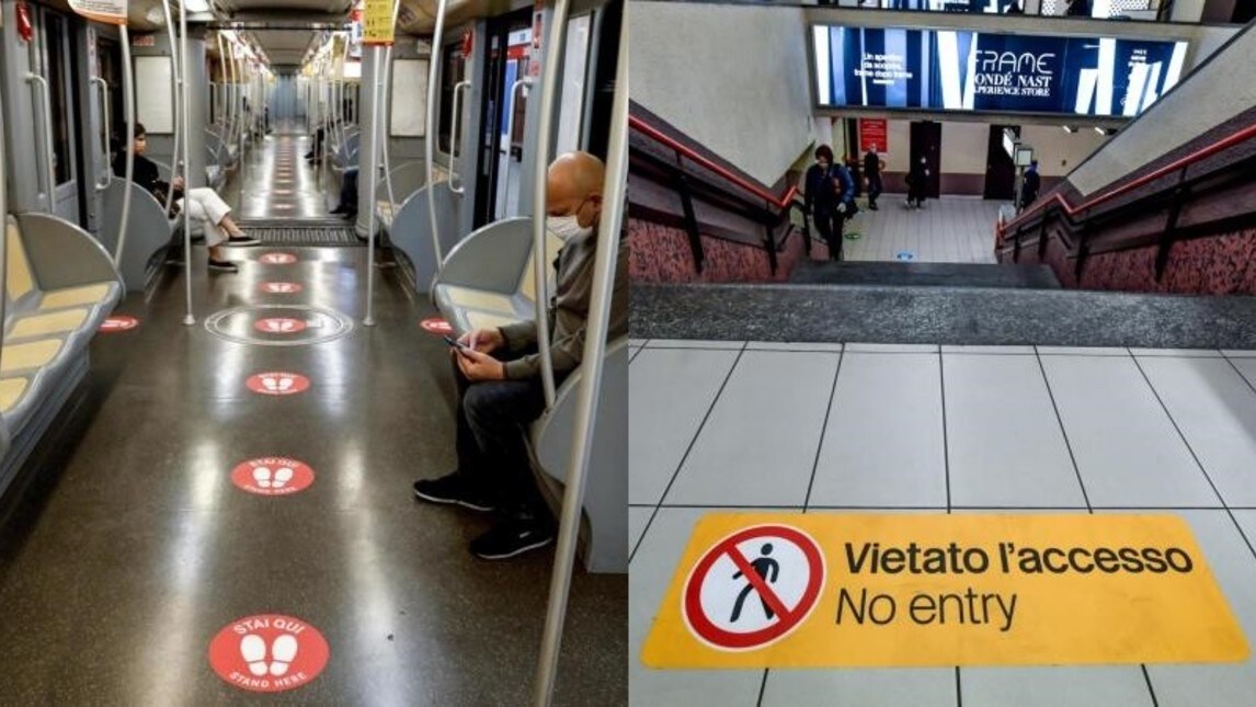 Coronavirus, sulla metro di Milano la nuova segnaletica per la fase 2