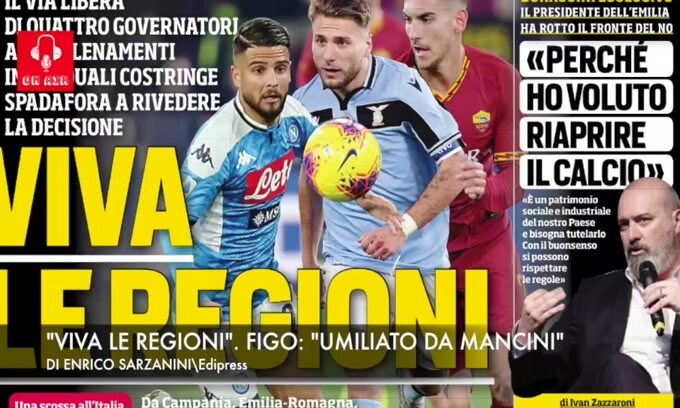 “Viva le Regioni”. Figo: “Umiliato da Mancini”
