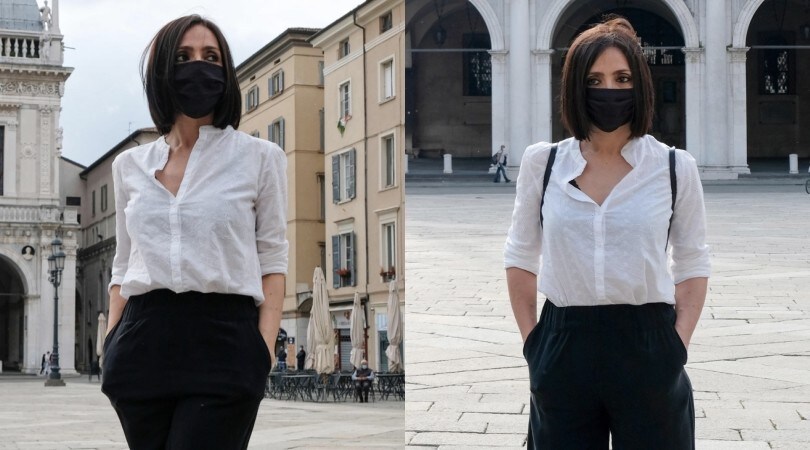 Ambra Angiolini a Brescia per un documentario sul Coronavirus