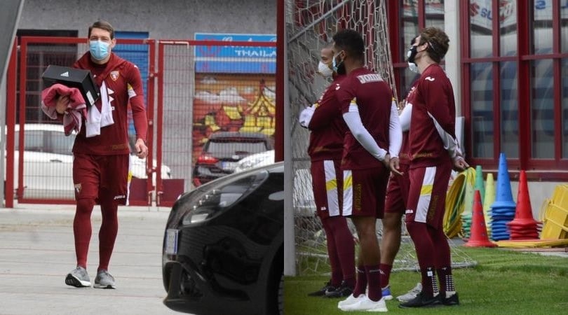 Torino, primo giorno di allenamenti: Belotti e compagni con la mascherina