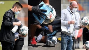 In 2. Bundesliga disinfettano il pallone prima delle partite