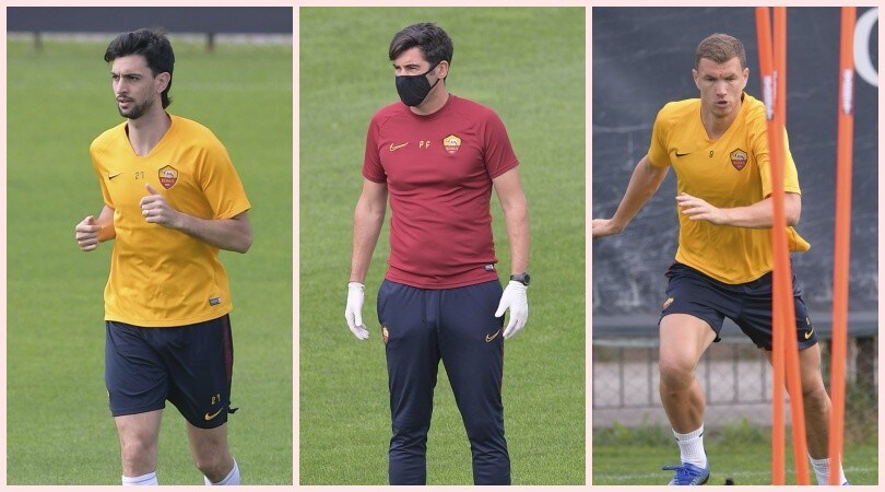 La Roma si allena a Trigoria: piccoli gruppi e distanziamento sociale