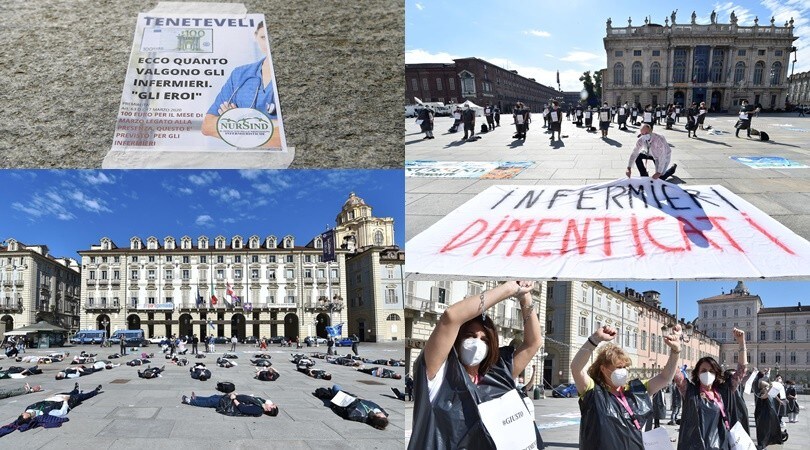 Coronavirus, il flash mob degli infermieri: "Ricordate i nostri morti"