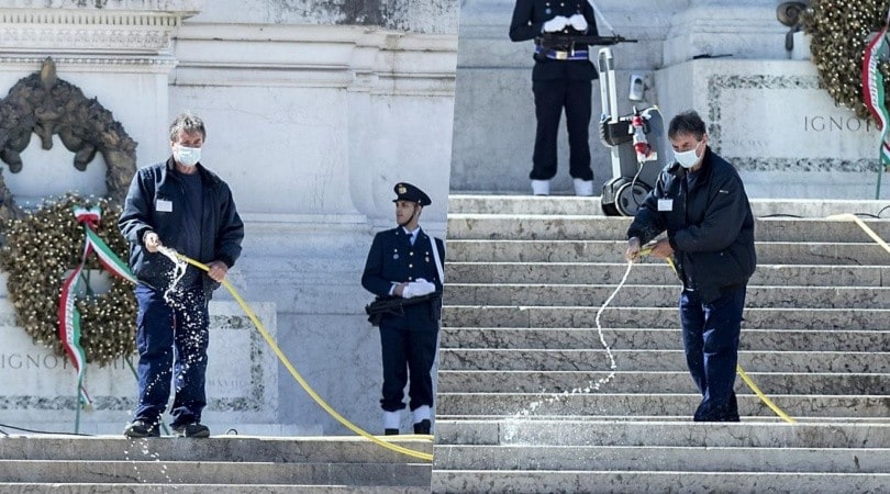 Coronavirus, a Roma disinfettato il Vittoriano per la festa del 2 giugno