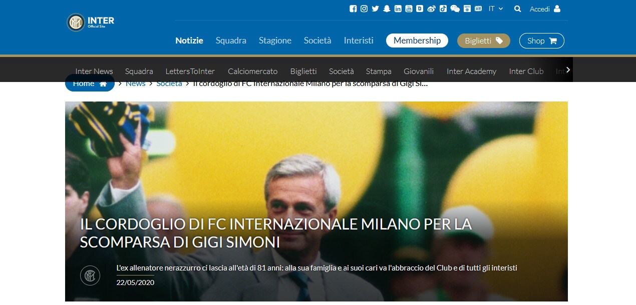 Lutto nel calcio: è morto Gigi Simoni