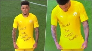 Borussia Dortmund, il cuore di Sancho: tripletta e maglia per George Floyd