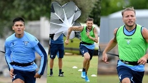 Lazio con il paracadute: esercizi sulla forza, che grinta Immobile!