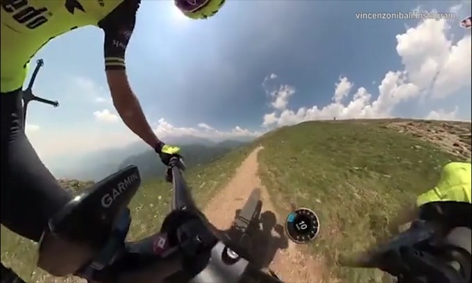 Nibali, uscita in mountain bike da brividi