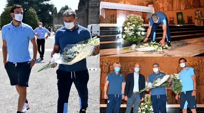 La Lazio porta i fiori per le vittime di Bergamo