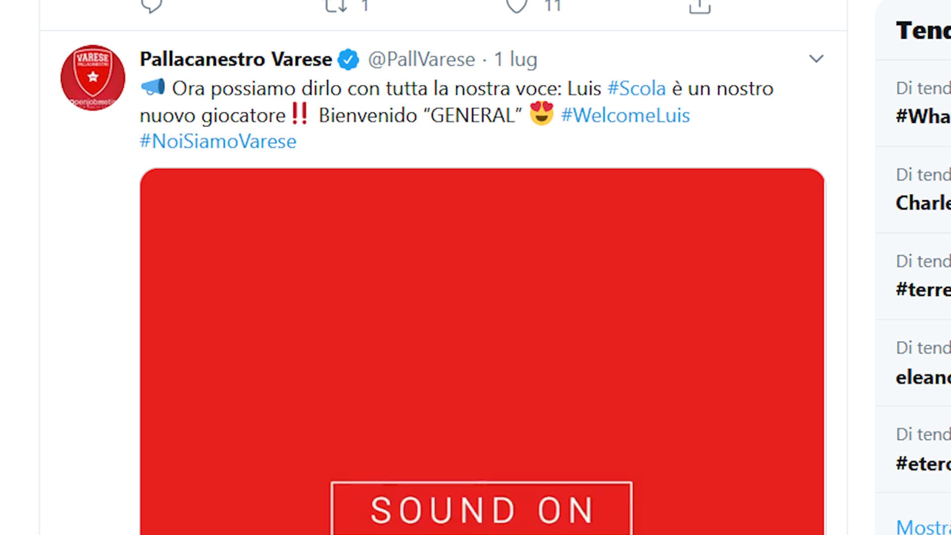 Varese, ufficiale l'ingaggio di Luis Scola