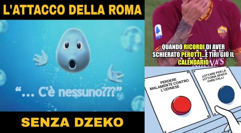 Roma, lo sfottò sui social dopo la sconfitta con l'Udinese