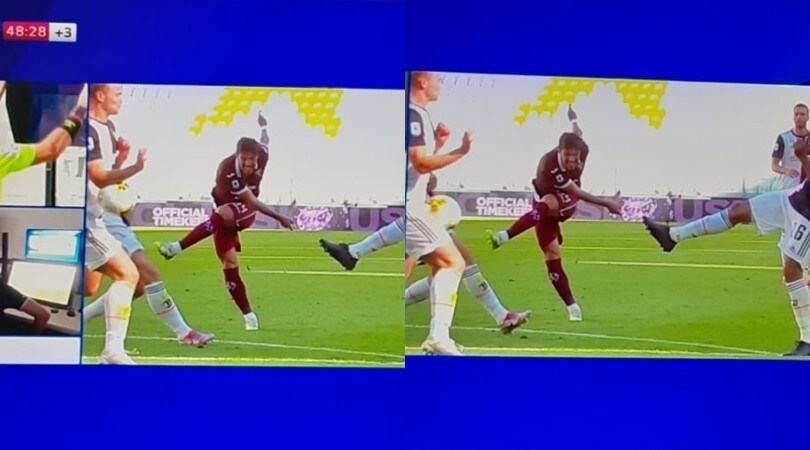 Juve-Torino, De Ligt tocca di mano: ecco il fallo del rigore di Belotti