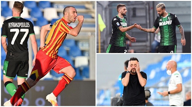 La grinta del Lecce non basta. Il Sassuolo di De Zerbi soffre ma vince
