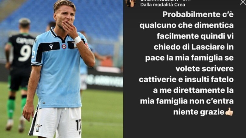 Lazio, lo sfogo di Immobile: “Insultate me, ma lasciate in pace la mia famiglia”