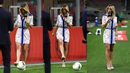 Diletta Leotta show per Milan-Bologna: eleganza e destro al volo