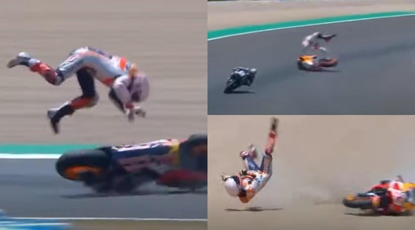 Marquez, clamorosa caduta nel Gp di Spagna e omero ko