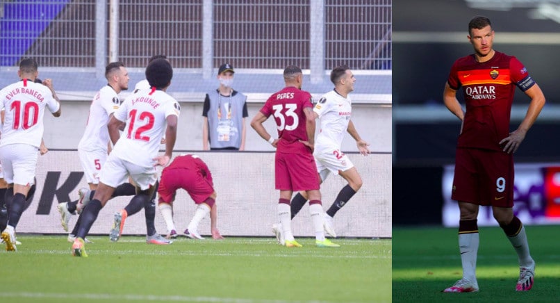 Roma ko contro il Siviglia, la delusione di Dzeko
