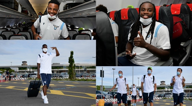 La Lazio in viaggio per Auronzo, le mascherine non coprono l'entusiasmo