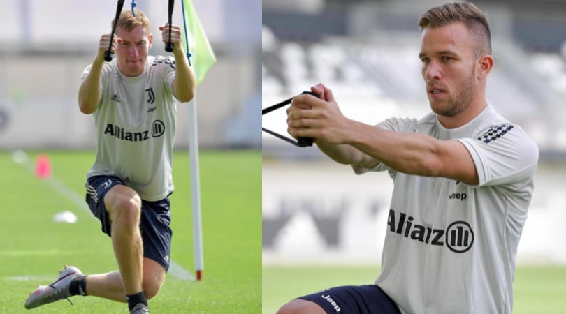 Juve, la carica di Kulusevski e Arthur in allenamento