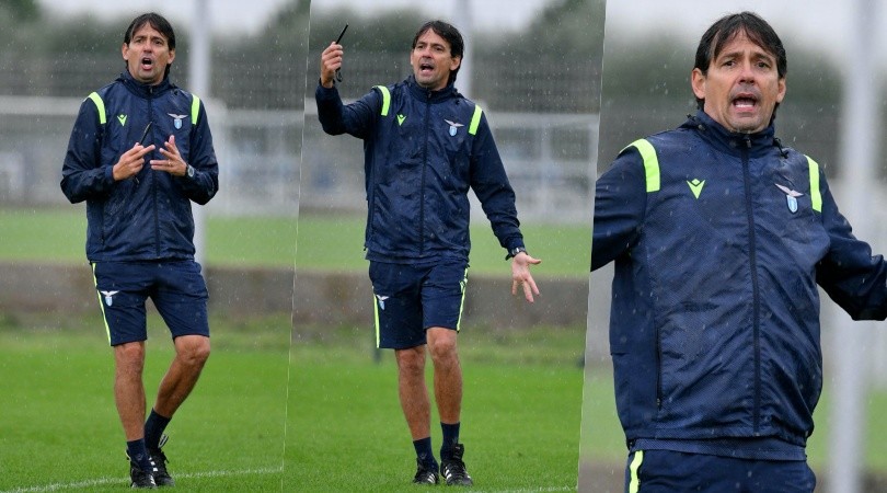 Lazio, Inzaghi show in allenamento sotto la pioggia