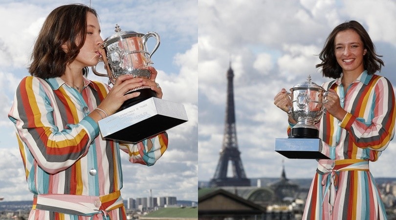 Iga Swiatek, il bacio alla Coppa Lenglen dopo il trionfo al Roland Garros