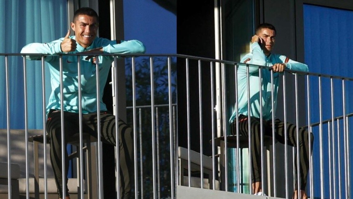 Ronaldo col Coronavirus, l'isolamento è al sole sul balcone