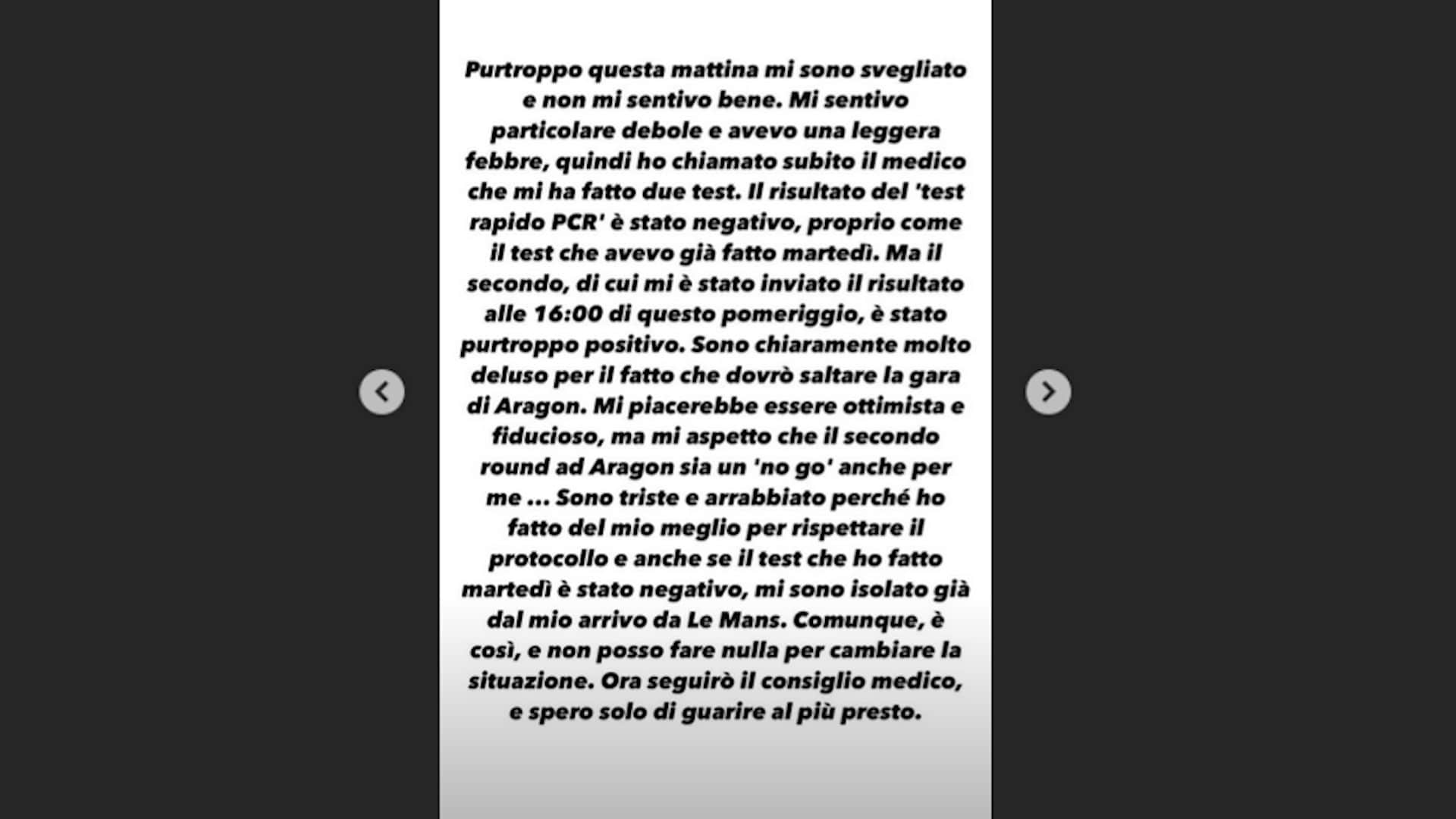 Moto Gp, Valentino Rossi positivo al Coronavirus