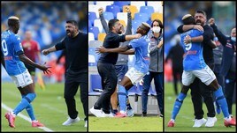 Napoli, Osimhen segna e va ad abbracciare Gattuso: che feeling!
