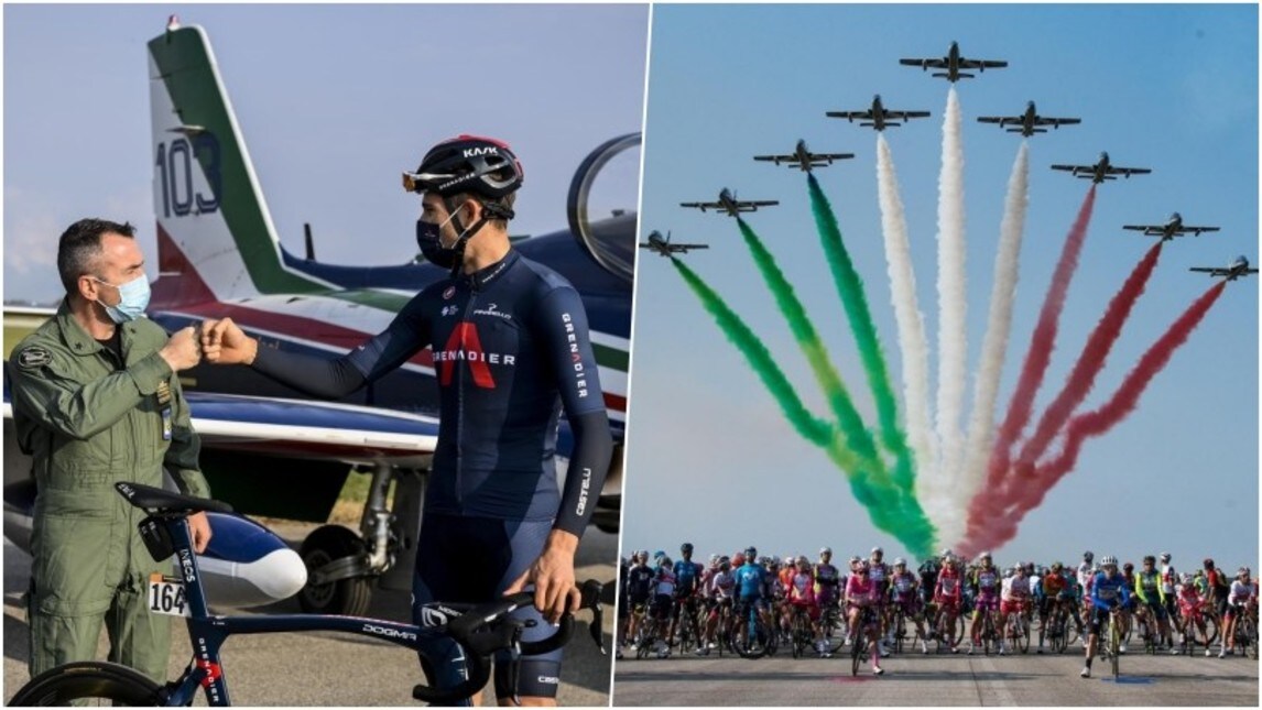 Filippo Ganna più che mai “Top Ganna”: show delle Frecce Tricolori al Giro d’Italia